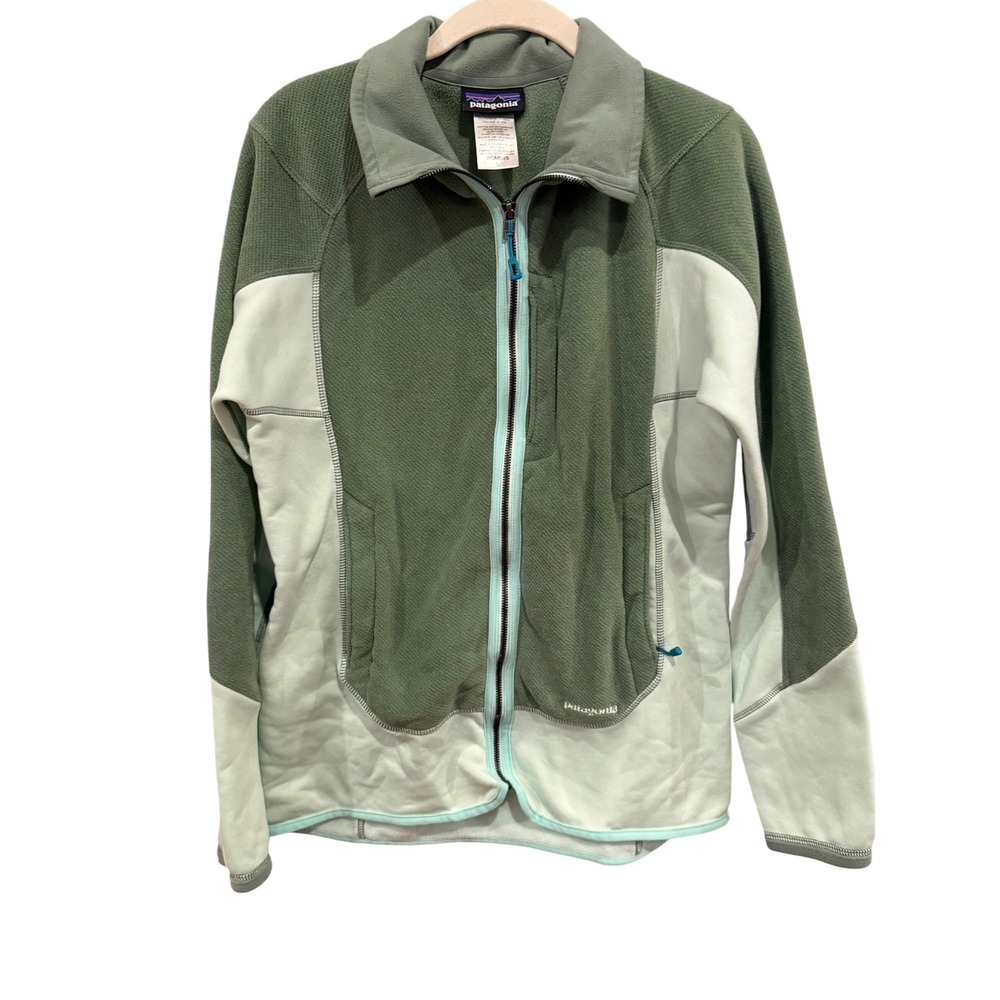 Patagonia Hybrid Fleece Jacket Womens Large Green Full Zip Mid Layer